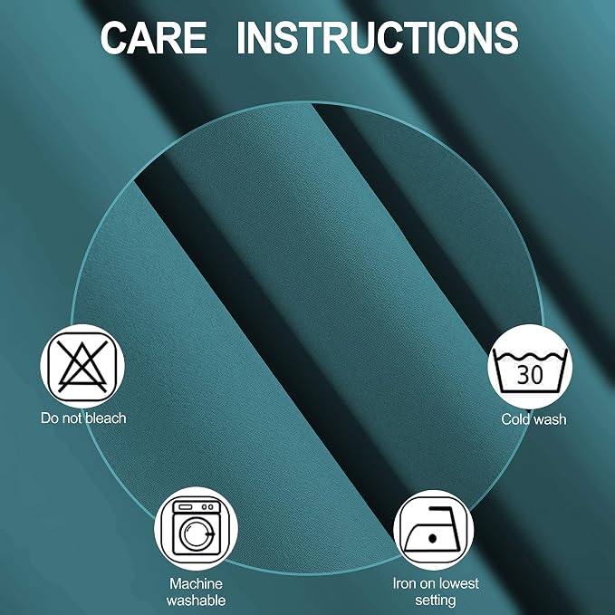 100% Blackout Curtains 52 x 72 Inch/Sea Teal Curtains 2 Panels - Image 5