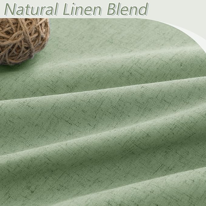100% Blackout Linen Curtains 102 Inch Length 2 Panels Set - Image 3