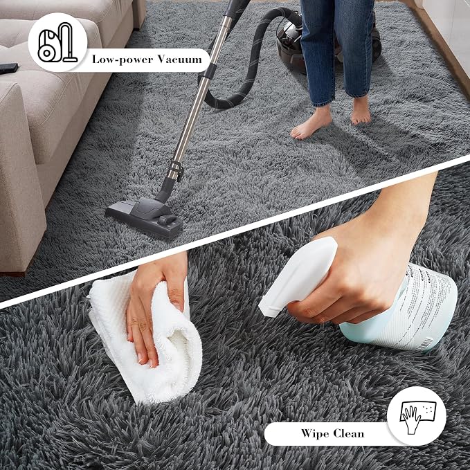 Grey 3x7 Area Rugs for Bedroom, Fluffy Shag Rug Small Rug Bedroom Carpet | - Image 7