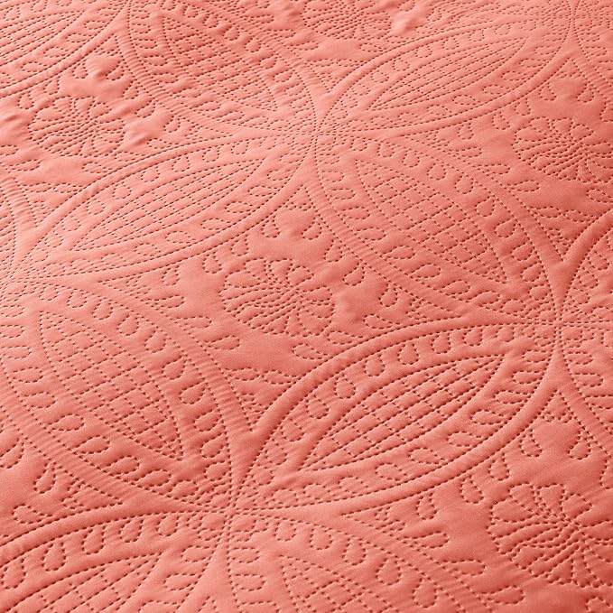 akkialla Mocha Coral King/Cal King Quilt Set, Ultrasonic Lightweight Bedspread - Image 7
