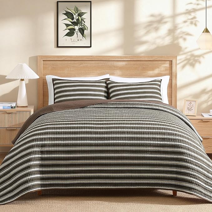 King Size Quilt-Lightweight Bedspreads Brown King Quilt Bedding Set | - Image 9