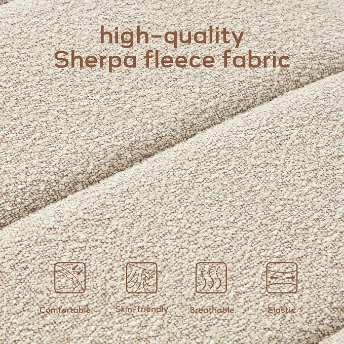 Zihanhome 52.7" Bedroom Bench for End of Bed, Modern Upholstered Teddy Fabric - Image 4