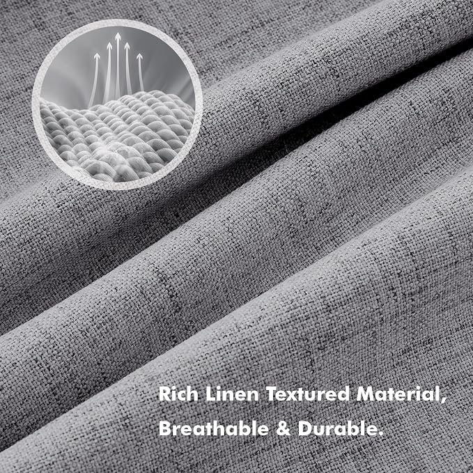 MIULEE 100% Blackout Linen Curtains 42 x 63 Inch Glacier Gray 2 Panels | - Image 3