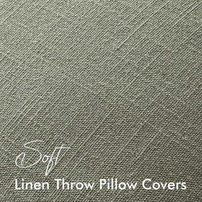 EMEMA Throw Pillow Covers Decorative Linen Pillow Covers 22x22 Inch Light Olive Green Boho Farmhouse Neutral Couch Throw Pillows for Bed Pack of 2 Accent Pillowcase Modern Sofa Cushion Livingroom Home