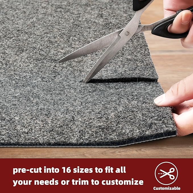 BAGAIL Felt and Natural Rubber Backing Rug Pads 1/8” Thick, 8 x 10 Ft Non Slip Rug Gripper Keep Rugs in Place, Under Area Rug Protective Cushioned Pads, Carpet Runners, Hardwood Floors Protection