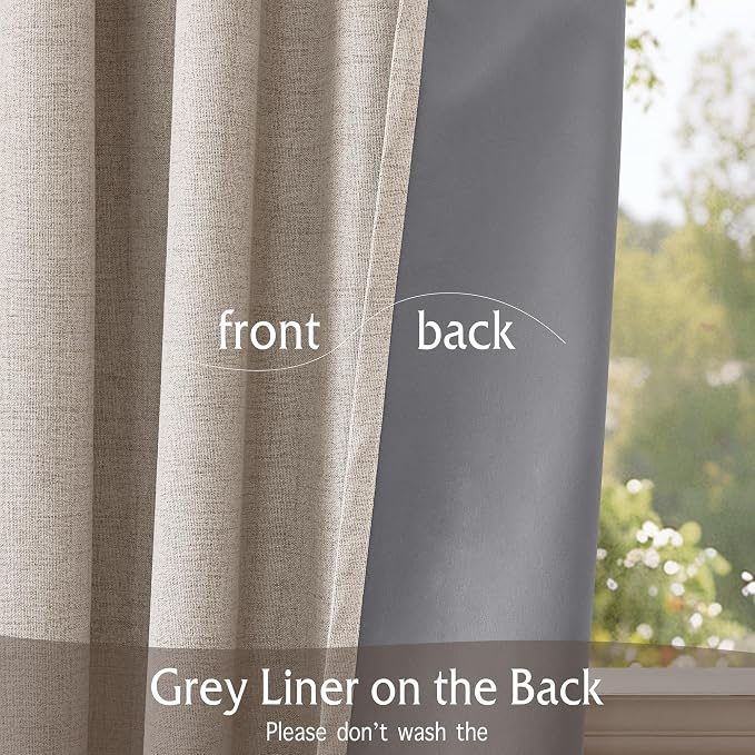 RYB HOME Pinch Pleated Full Blackout Curtains Linen Blended Window Curtains 90 - Image 6
