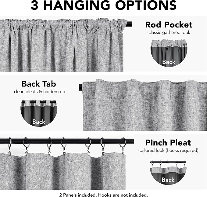 Deconovo Faux Linen 100% Blackout Curtains - Image 5