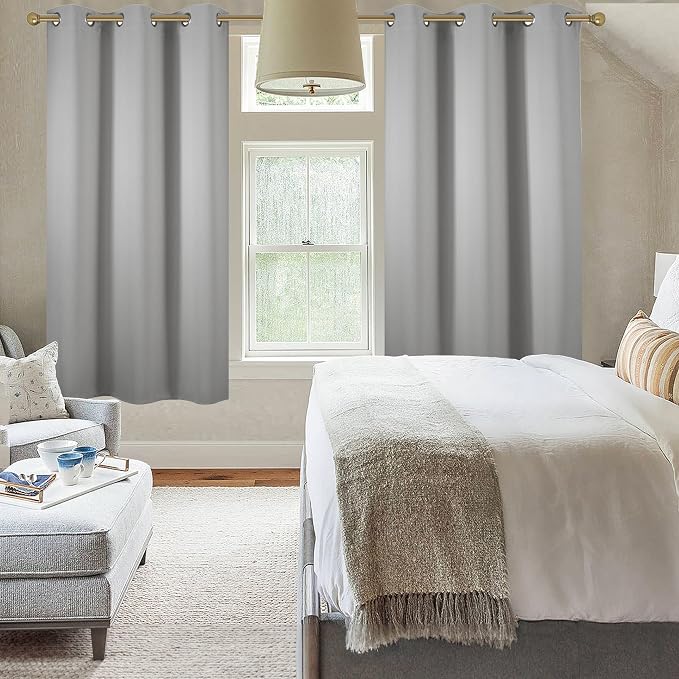 Diraysid Light Grey Grommet Blackout Curtains - Image 4