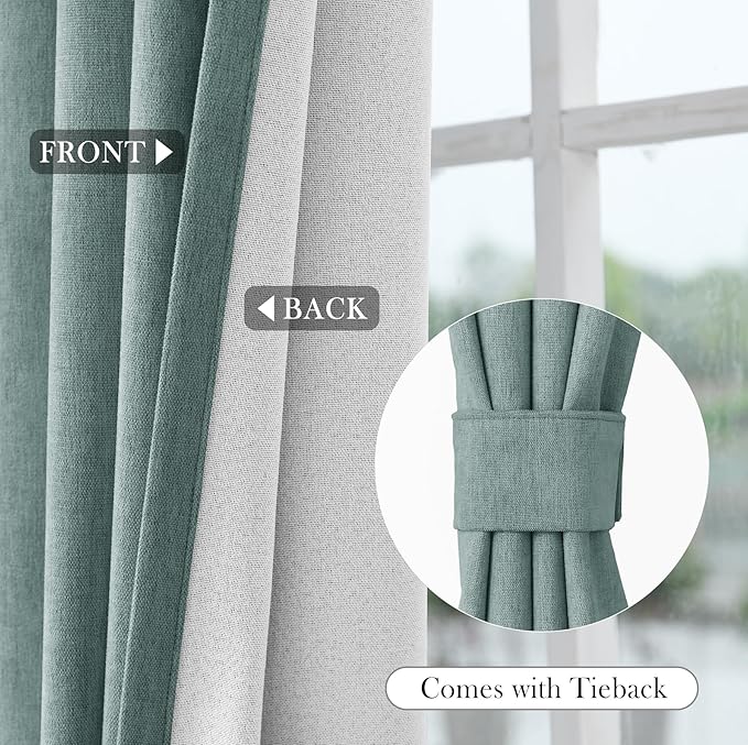 Macochico Thermal Blackout Chenille Curtains 100% Blackout Window Draperies for Living Room Bedroom Auditorium Banquet Hotel Teal Curtains with Tieback Classic Home Decor 72" Wx102 L 1 Panel