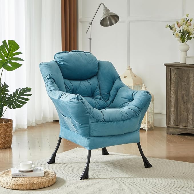 HollyHOME Lazy Chair with Armrest and Side Pocket, Comfy Accent Lounge Chair - Image 2