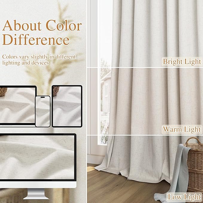 90 Inch Long Boho 100% Blackout Linen Curtains - Image 7