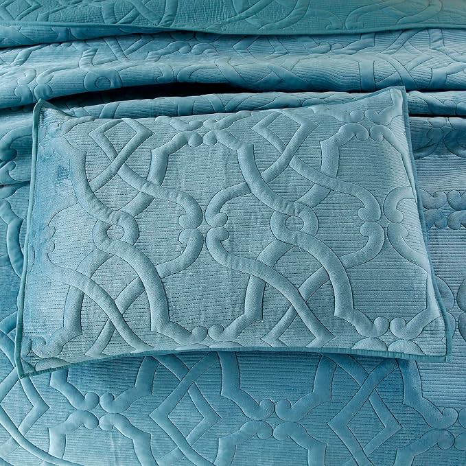 ROOMLIFE Quilt Set King Size 3D Floral Embroidery Pattern 3-Piece Cotton - Image 4