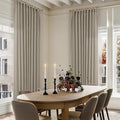Taupe Burlywood Pinch Pleat Linen Curtains 120 Inches Long 60 Inch Wide for Patio Sliding Door Light Filtering Semi Sheer Pleated Drapes Back Tab Extra Wide 60 x 120 Curtain for Living Dining Room