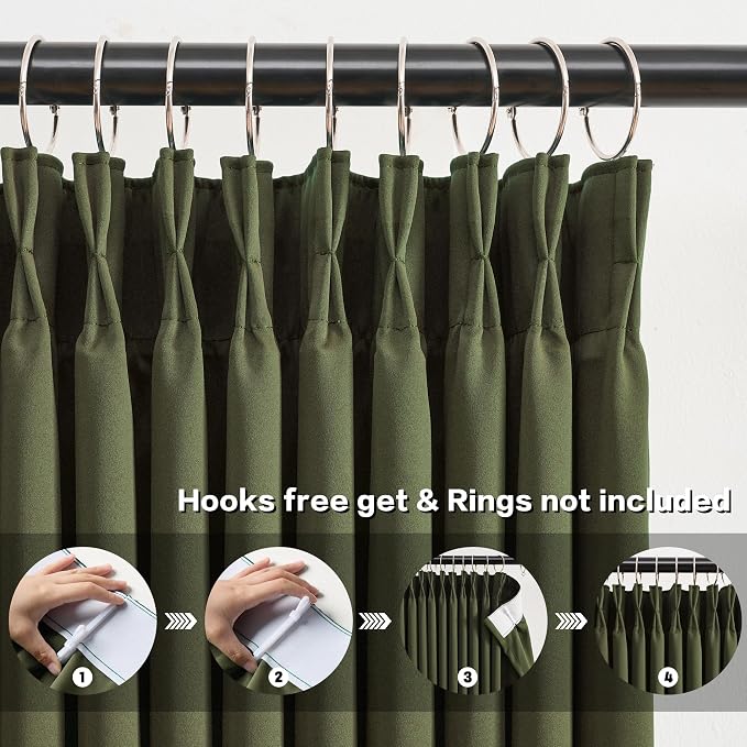 Dark Olive Pinch Pleated Curtains 45 Inches Long - Image 2