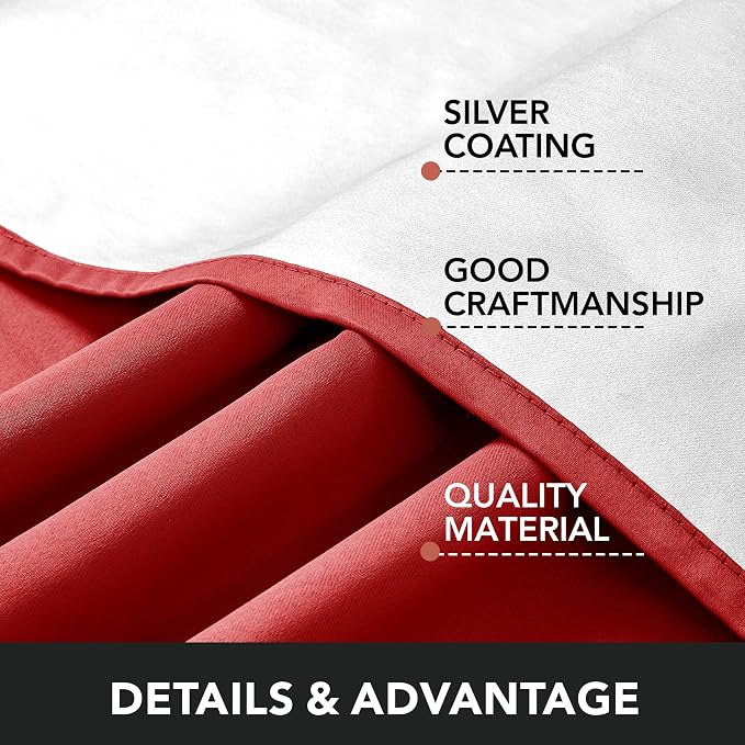 Deconovo Red Blackout Curtains for Bedroom, Room Darkening Thermal Insulated - Image 3