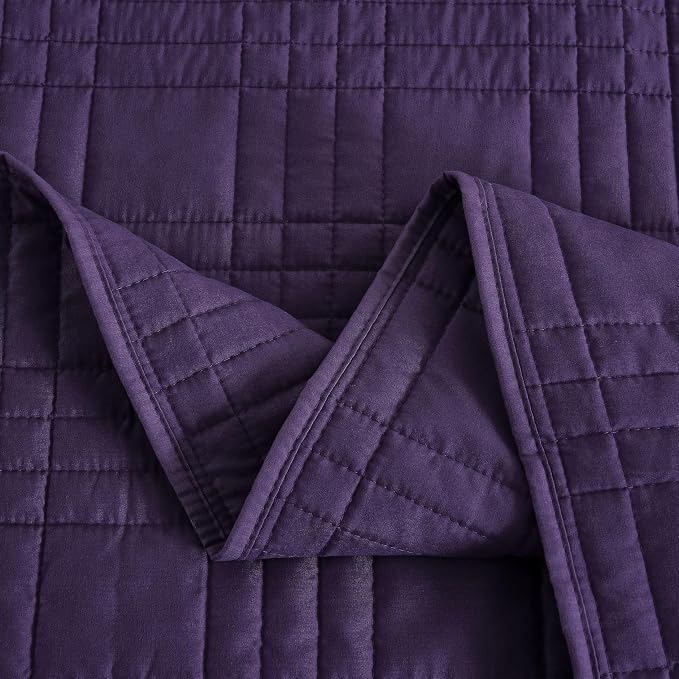 Chezmoi Collection Kingston King Size Bedspread Set, 3-Piece Dark Purple - Image 8