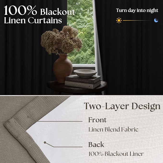 Dark Taupe 96 Inch Blackout Pinch Pleated Curtains 2 Panels - Image 2