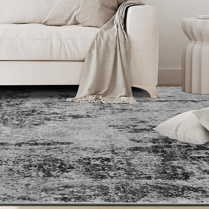 4x6 Area Rugs for Living Room Washable Bedroom Dining Room Black Grey Gold | - Image 9