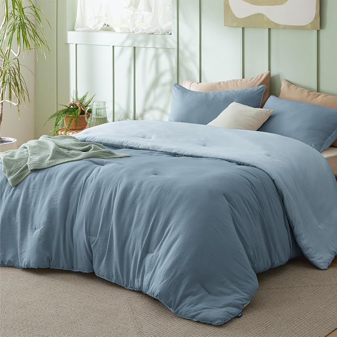 Bedsure Full Comforter Set, Mineral Blue Soft Prewashed Bedding by Unknown