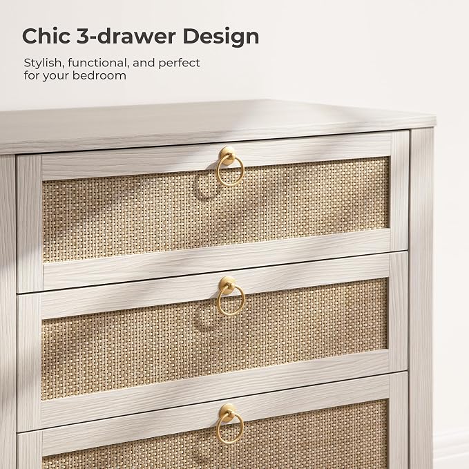SICOTAS White Rattan Nightstand Set of 2 - Image 4