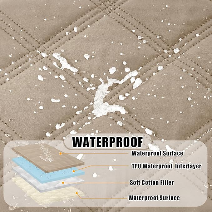 Smiry Waterproof Dog Bed Cover Blanket 40x80, Soft Reversible Pet Blanket, Washable Leakproof Cats Dogs Couch Cover for Sofa, Couch, Furniture, Lattice, Taupe/Beige