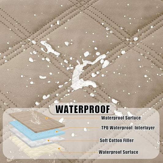 Smiry Waterproof Dog Bed Cover Blanket 40x80, Soft Reversible Pet Blanket, Washable Leakproof Cats Dogs Couch Cover for Sofa, Couch, Furniture, Lattice, Taupe/Beige