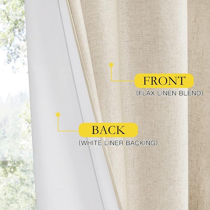 NICETOWN Beige Living Room Completely Shaded Linen Draperies, 2 Pieces - Image 5