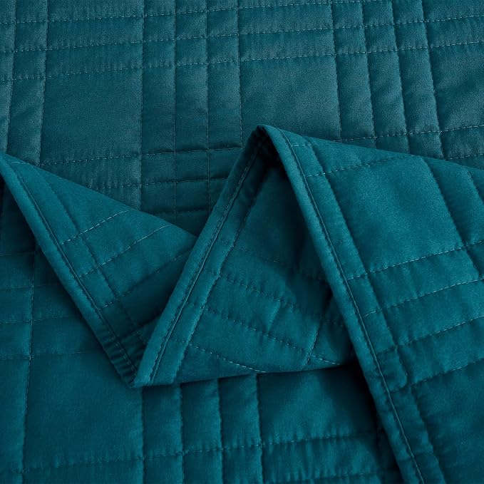 Chezmoi Collection Kingston Queen Size Bedspread Set, 3-Piece Teal Oversized - Image 7