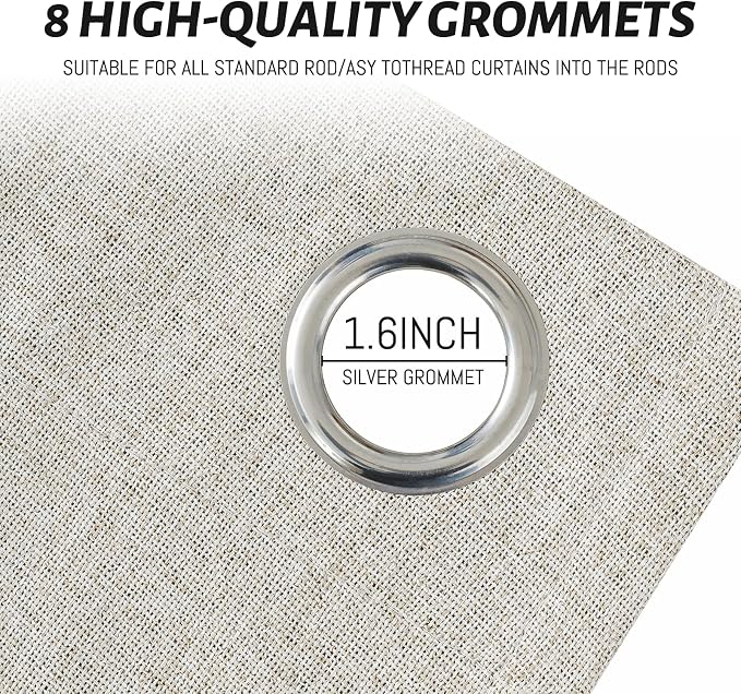 Yakamok Oatmeal Linen Textured Curtains 90 Inches Long - Image 4