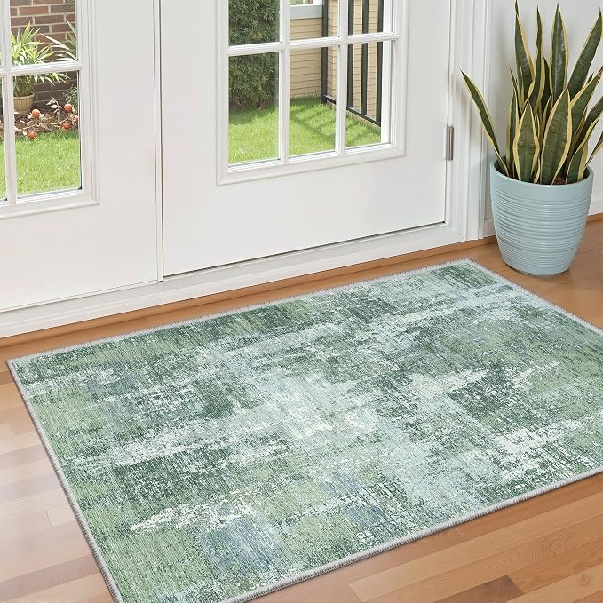 3x5 Rug, Abstract Washable Entryway Rug by Valenrug