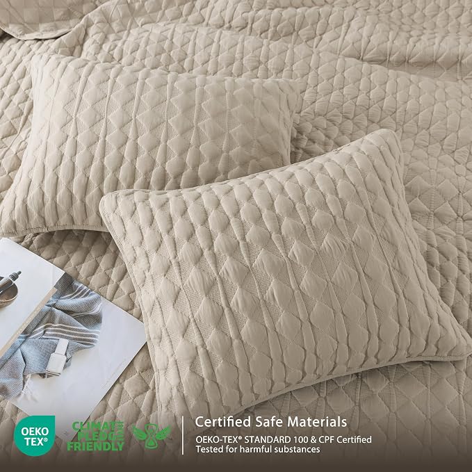 Beige Quilt King Size Bedding Sets - Image 6