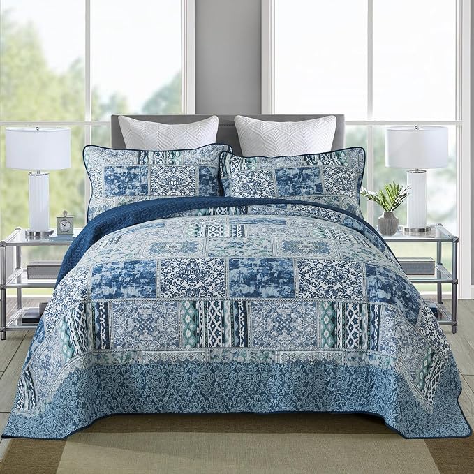 Etwel Cotton Patchwork California King Quilt Set by Unknown