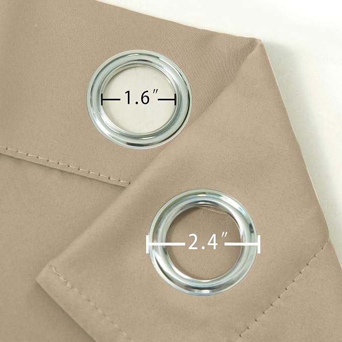 Beige Thermal Blackout Curtains/38 x 63 Inch/Set of 2 Panels Room Darkening - Image 5