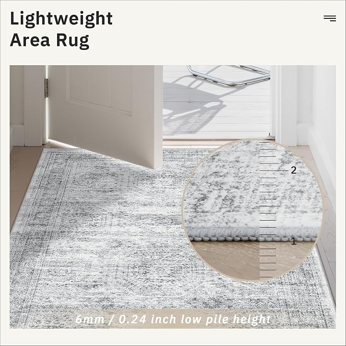 Soalmost Washable Runner Rug 2'6"x8' Kitchen Hallway Runners Grey | Soft - Image 8
