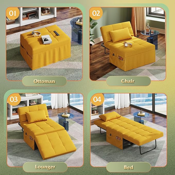 WLIVE Folding Ottoman Bed, Sleeper Chair, 4-in-1 Multi-Function, Convertible - Image 5