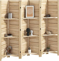 HOMCOM Room Divider with Shelves, 6 Panel, Natural Wood | Wood Privacy Screen by HOMCOM