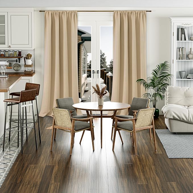 BGment Beige Blackout Curtains for Living Room 108 Inch Length 2 Panels | - Image 2