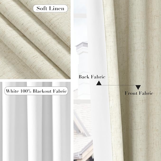 Joywell 100% Blackout Linen Curtains 84 Inch Long - Image 5