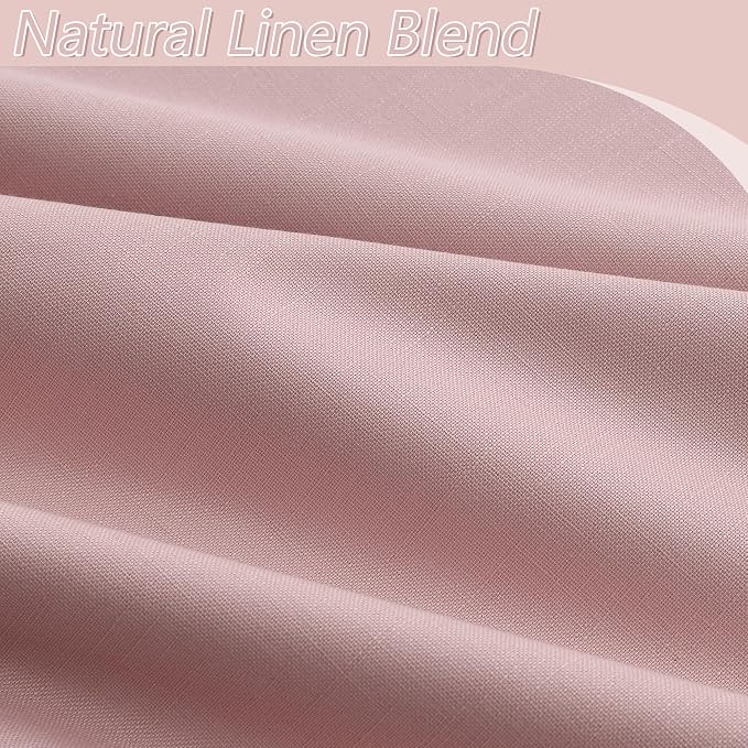 Pink 100% Blackout Linen Curtains 120 Inch 2 Panels Set - Image 3