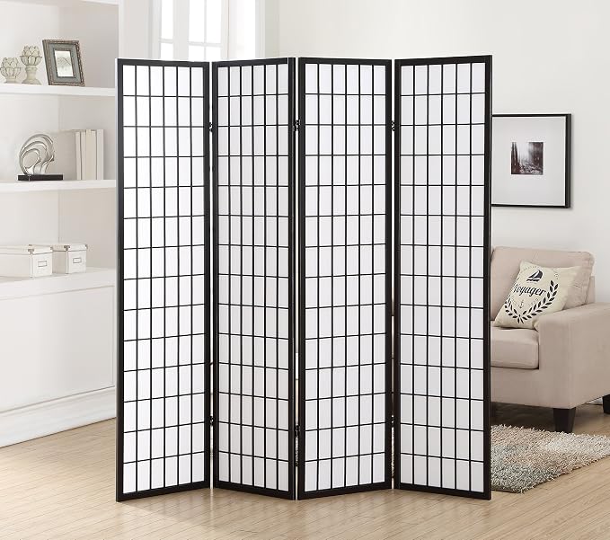 Roundhill Furniture Oriental Shoji 4 Panel Screen Room Divider by RoundhillFurniture