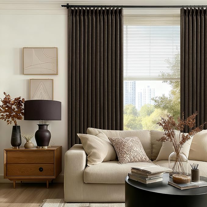 Dark Chocolate 96 Inch Blackout Pinch Pleated Curtains 2 Panels | - Image 9