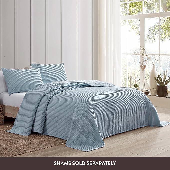 Beatrice Home Fashions Queen Channel Chenille Bedspread, lightweight tufted - Image 3