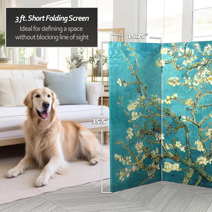 Red Lantern Double Sided Works of Van Gogh Canvas Folding Screen - Image 5