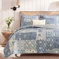 King Quilt Set-3 Pieces Soft Bedding Lightweight Floral Patchwork Coverlet | by BLOOMHAVEN