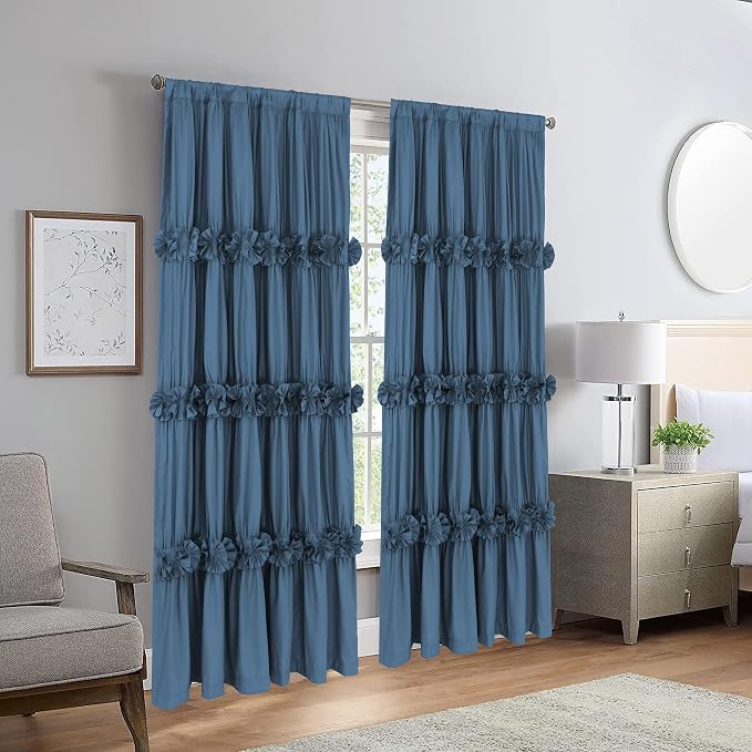 Thermal Insulated Blackout Window Curtains, Boho Ruched Window Treatments - Image 8