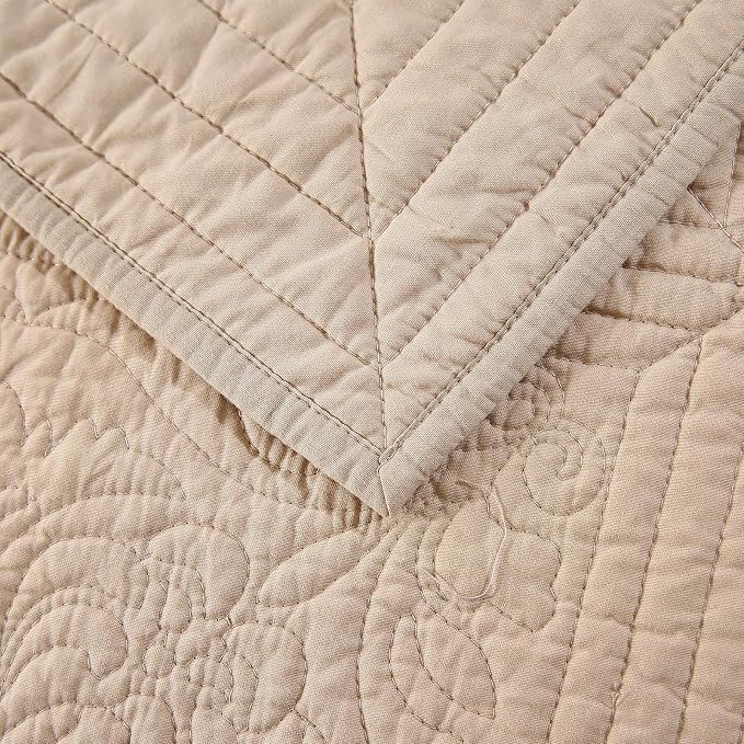 ROOMLIFE Quilt Set Full Size 3D Floral Embroidery Pattern 3-Piece Cotton - Image 7