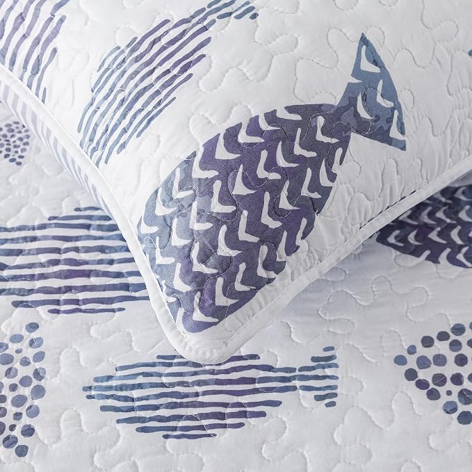 SLPR - Coastal Nautical Fish Quilt Set, Queen - Image 5