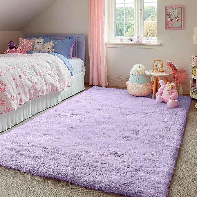 Fluffy Soft Purple Rug 5' x 7' Rug, Shaggy Rugs - Image 8
