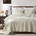 WDCOZY Beige Cross Stitch Twin Size Quilt Set, Netural Striped Lightweight Soft by WDCOZY