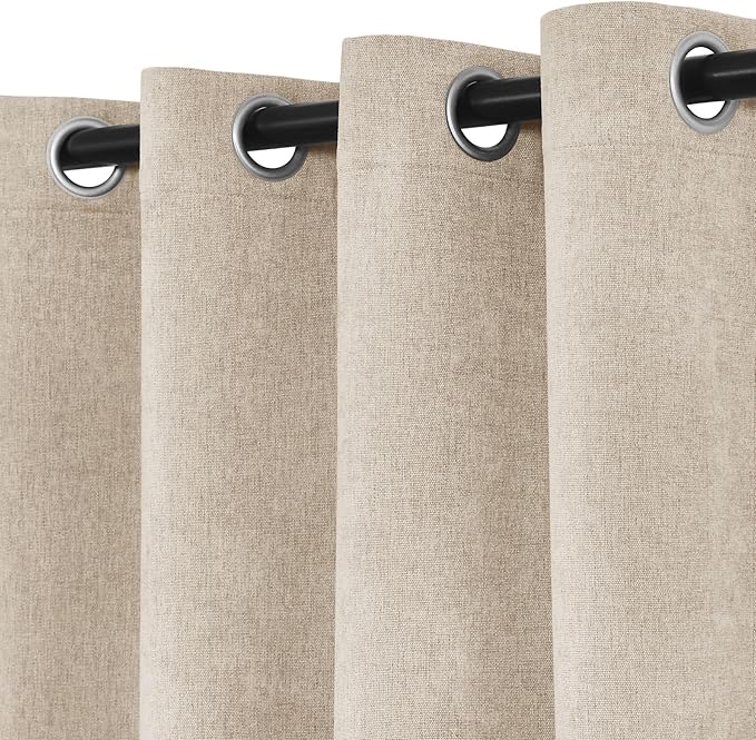Macochico Extra Wide 100% Blackout Chenille Curtains 100" Wx102 L Thermal Curtains for Sliding Door Room Divider Living Room Bedroom Hotel Taupe Blackout Curtains Grommet with Tieback 1 Panel